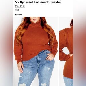 City Chic Softly Sweet Turtleneck Sweater - Rust - SZ L (18/20) NWT